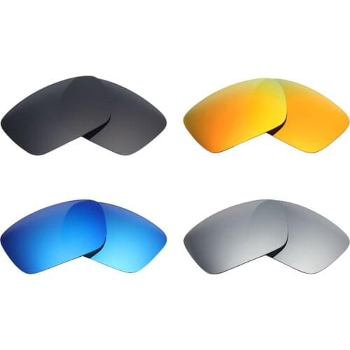 4 Pairs Mryok Anti-Scratch POLARIZED Replacement Lenses for Oakley Fuel Cell Sunglasses Black & Ice Blue & Fire Red & Silver
