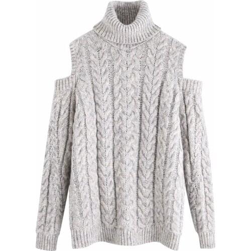 2020New Fashion Women Sexy Off-Shoulder High Neck Eight-Piece Knitted Sweater
