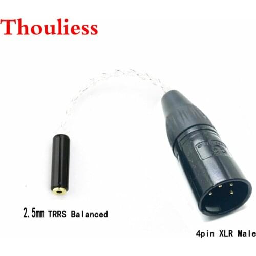 Thouliess 10cm 8 cores Silver Plated 4-pin XLR Male to 2.5mm Trrs Balanced Female HI-FI Cable headphone Audio Adapter