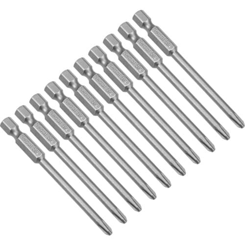 Uxcell 10Pcs 1/4-Inch Hex Shank 75mm Length Phillips 4PH2 Magnetic Screw Driver S2 Screwdriver Bits