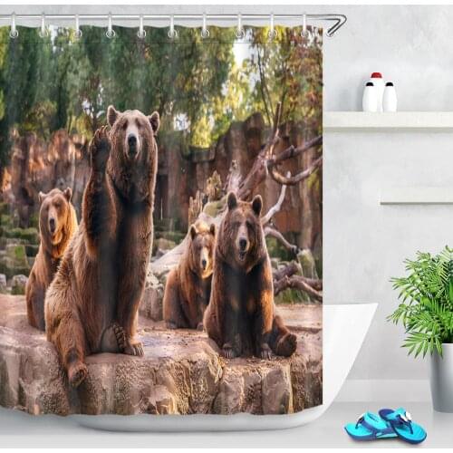 Wild Animals Bear Shower Curtains Bathroom Curtain High Quality Home Decor Waterproof Mildewproof Bath Screen Bathtub Accessory