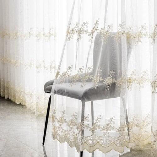 Embroidered Tulle Curtains for Living Room White The Kitchen Finished Window Treatments For Bedroom Home Decorations