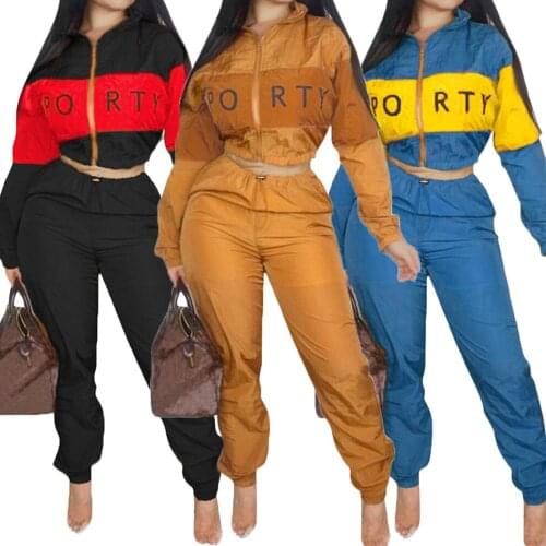 2Pcs set Women Tracksuit Suit 2020 Sweatshirt and pants Zipper Women Crop Tops+Trousers Casual 2 piece set Womens outfits