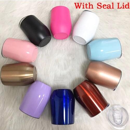 12oz Wine Tumbler with Sealed Lids Stainless Steel Egg Cup Beer Mug Double Wall Vacuum Insulated Water Cup Bar Drinkware