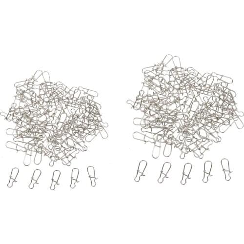 200 Packed Fishing Duo-lock Snap, 9mm 11mm Hooked Snap Freshwater Saltwater Stainless Solid Wires Quick Change Safe Lock