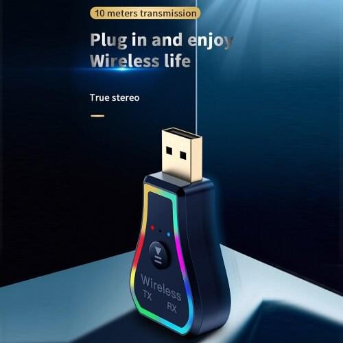 3 in 1 USB Bluetooth-compatible Adapter BT 5.0 AUX Audio Dongle Microphone Call Wireless Receiver Transmitter With Light