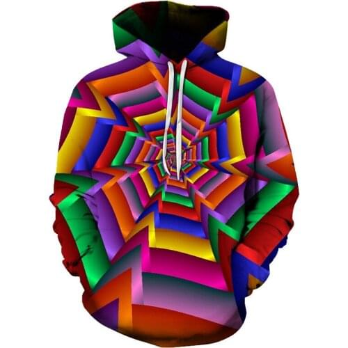 Hot Geometric Pattern Sweatshirt 3D Print Hoodie Boys Girls Hooded Sweatshirt Teenager Women Men Tracksuit Cool Tops off Coat