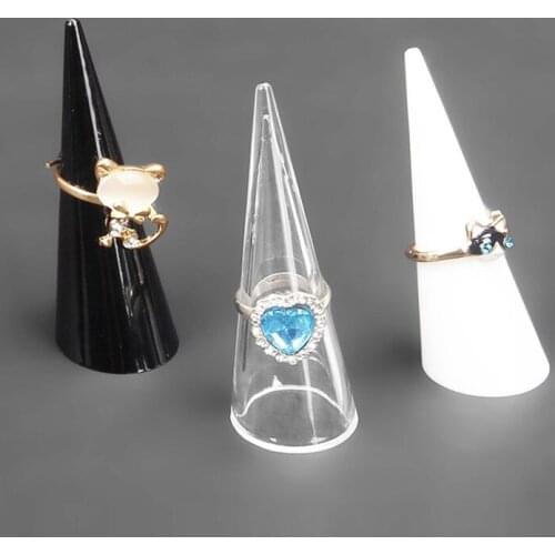 5pcs Acrylic Cone Finger Ring Storage Carrying Rings Stand Rack Holder Mini Jewelry Display Show Case Shelf For Window Display