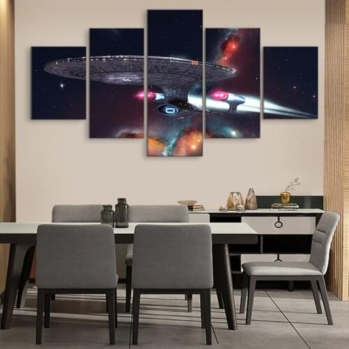 5pcs Universe Spaceship Fantasy Art Painting star trek movie poster HD Canvas Wall Art Paintings for Living Room Wall Decor