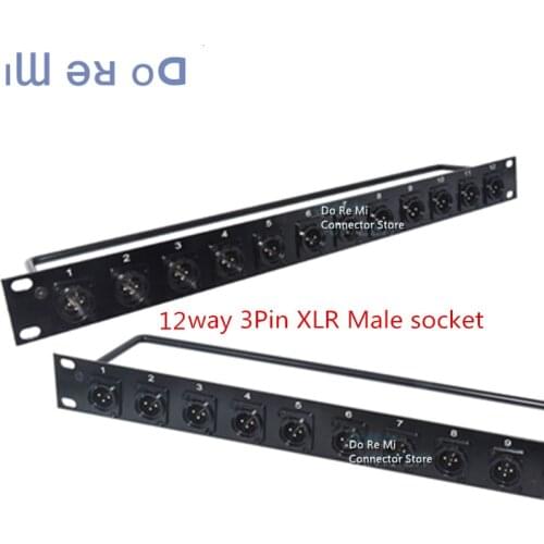 8-way XLR three-core 3Pin Male jumper 1U cabinet wiring aluminum alloy Rack Patch Panel 8 12 16 Way XLR Male Canon Connnector 1U