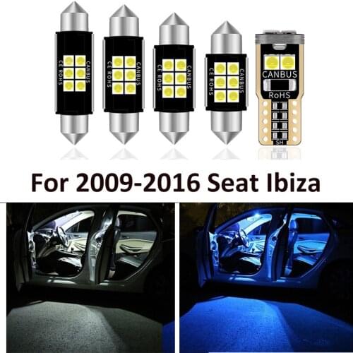 9pcs White Canbus LED License Plate Lamp Interior Map Dome Lights Kit For 2009-2016 Seat Ibiza V MK5 6J 6P Reading Ceiling Bulbs