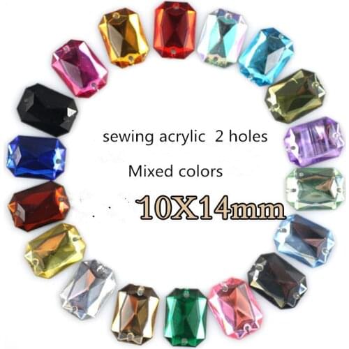 Promotion 500pcs10*14mm Acrylic Crystals Mixed Color Rhinestones accessories For Sewing Dress Wedding stones