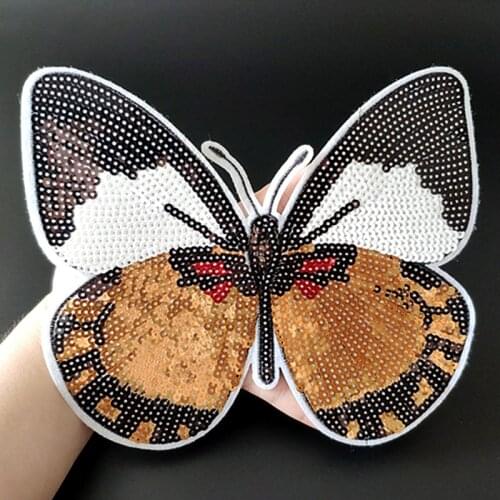 Large Patch Butterfly Sequins Christmas gift deal with it Iron on Patches for clothing Strange things Badge Clothes Stickers