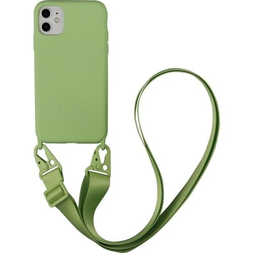 Suitable for IPhone 11/12promax 7/8plus Liquid Silicone Hanging Rope Mobile Phone Case for IPhone XSmax XR XS Protective Sleeve