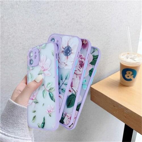 Pretty Flowers Phone Case For iPhone 12 11 Pro Max 7 8 Plus X XR XS Max 12 Mini SE 2020 Transparent Matte Shockproof Back Cover