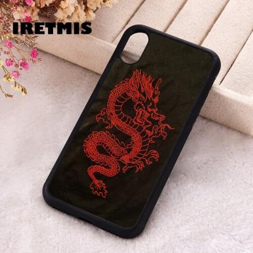 Iretmis 5 5S SE 2020 phone cover cases for iphone 6 6S 7 8 Plus X Xs Max XR 12 MINI Pro Soft Silicone TPU Red dragon