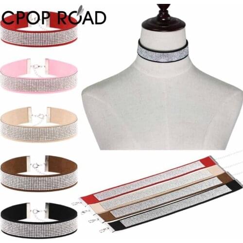 Cpop Nightclub Super Sexy Choker Necklace for Women Full Rhinestone Crystal Shinning Wide Collar Necklace Showgirl Party Jewelry