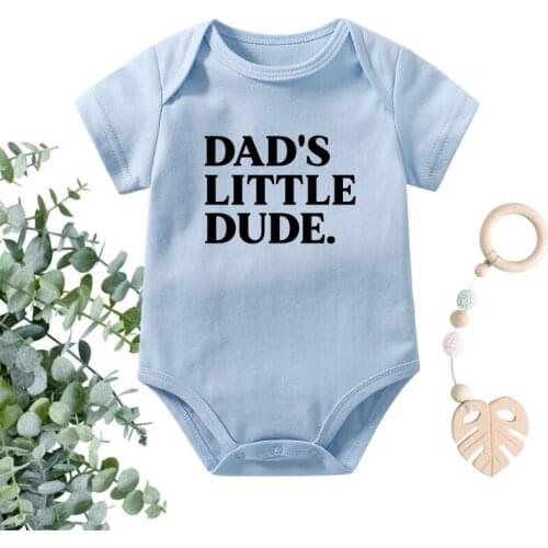 Dads Little Dude Funny Baby Onesies Cotton Short Sleeve Newborn Boys Girls Rompers Infant Summer Bodysuits Toddler Ropa Outfits