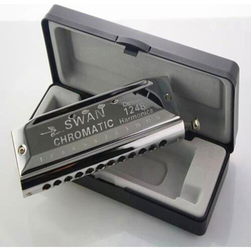 Chromatic Harmonica 12 Holes 48 Tone Gaitas Harmonicas Circular Arc Blow Hole Mouth Ogan Silver reed Chromatic Harmonica 12