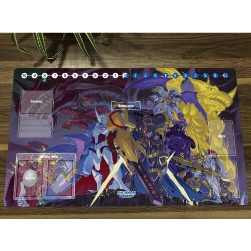 Digimon Duel Playmat Trading Card Game Mat Anime DTCG CCG TCG Mat Mouse Pad Anti-Slip Desk Play Mat With Card Zones Free Mat Bag