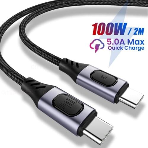 100W USB Type C To USB C Cable For Xiaomi Samsung QC4.0 Fast Charging USB C Cable For Macbook Pro Quick Charger Wire Cord