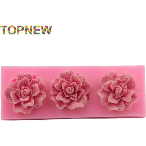 Kawaii Lovely 3 Big Roses Molds for Fondant Sugar Jello Jelly Ice Soap Cake Decorating Tools Foundant Silicone Mould Cute C1684