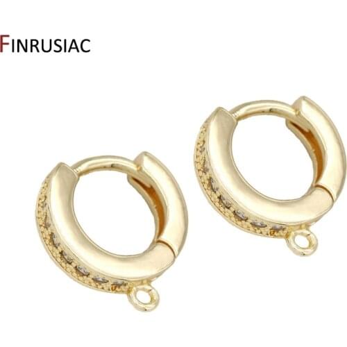 Round hoop earrings hooks for diy making drop earrings accessories,14k gold plated zircon earring hook components