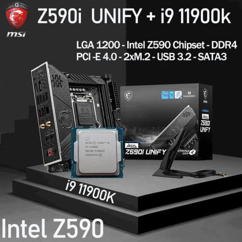 LGA1200 MSI MEG Z590I UNIFY Motherboard+CPU Intel Core i9 11900K Set DDR4 5600MHz(OC) M.2 PCI-E 4.0 Placa-mãe Desktop Intel Z590