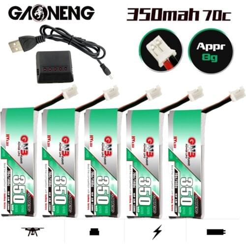 GAONENG GNB 1S 350mAh 3.8V Max 140C HV Lipo Battery PH2.0 for BetaFPV 65S UK65 Blade Inductrix UR65 Tiny Whoop Drone and Charger