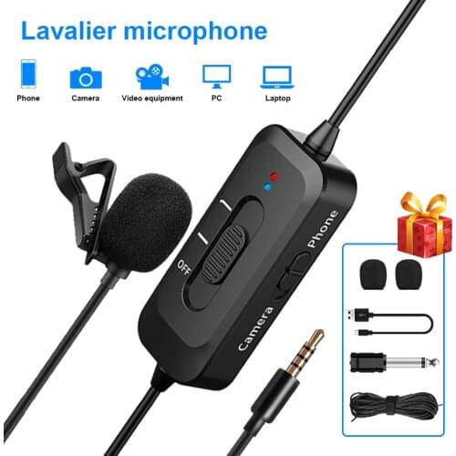 MAMEN 3.5mm Audio Video Record Microphone 8M Handsfree Vlog Mic For DSLR Camera Phone PC Tablet Studio Recording Vocals Voice