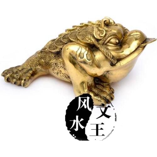 A copper ornaments crafts decoration decoration feng shui bagua toad talisman giftroomcraft Art Statue Home decoration