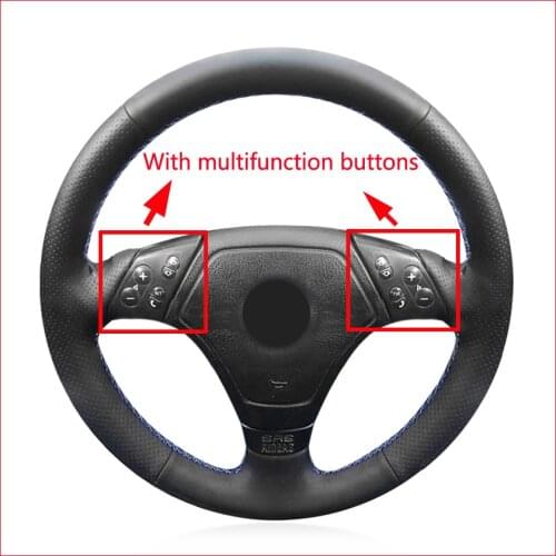 MEWANT for BMW E36 E46 E39 Black Artificial Leather Car Steering Wheel Cover Interior Accessories Parts