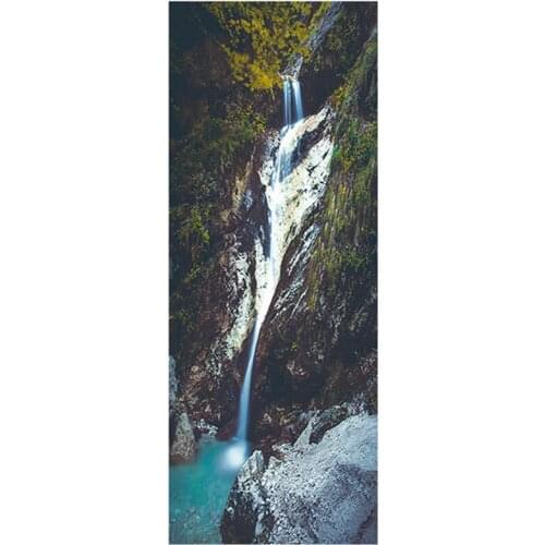77*200cm 3d door mural high mountain waterfall stream spring water vinyl wall stickers home decoration natural scenery wallpaper