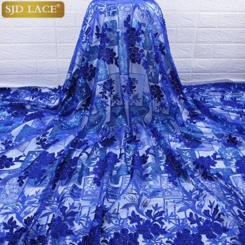 2019Latest French Tulle Lace Fabric Sequined African Mesh Lace Fabric Soft Mesh Velvet Applique For Nigerian Wedding Dress A1752
