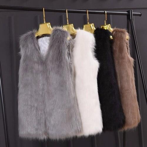 New Women Spring Fashion Faux Fur Sleeveless Slim Vest Jackets Coat Outerwear Waistcoat Plus Size XXXL Black Gray