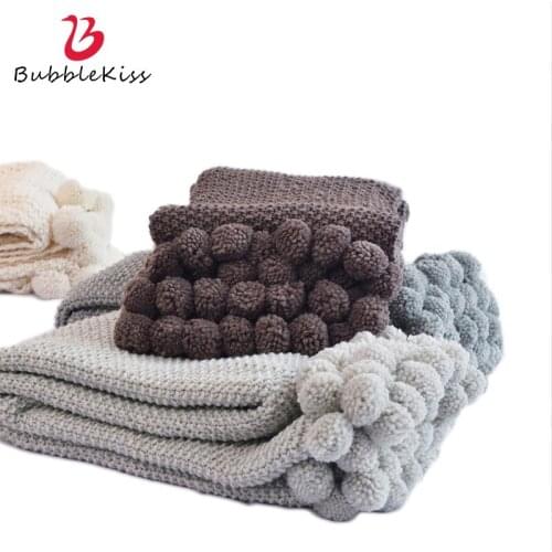 Bubble Kiss Nordic Style Blanket Pure Color Knitted Blankets For Beds Home Decor Blankets Office Nap Portable Soft Throw Blanket