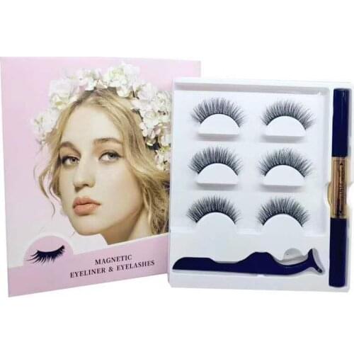 Wholesale Magnetic Eyelashes Vendors Private Label Magnetic Mink Eyelashes Magnet Eyeliner Eyelashes Set