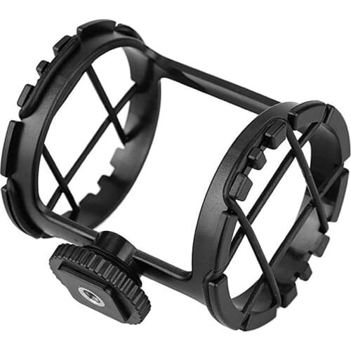 Suspension Microphone Shock Mount with Hot Shoe Shock Mount Holder Clip Mic Anti-Vibration for within 39mm Diameter Dynamic Mic