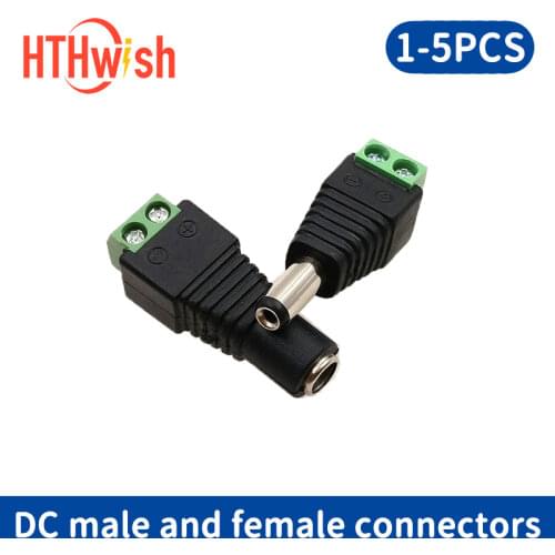 DC connector 2.1*5.5mm Light bar connectors Female Male 1/2/5pcs power jack plugs,for 2835/5050/5730LED strip light