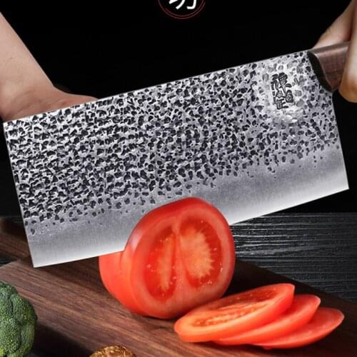 Hand forged slicing knife kitchen knife sharp chopping knife meat cleaver chef special knife Tang knife 5CR15MOV steel