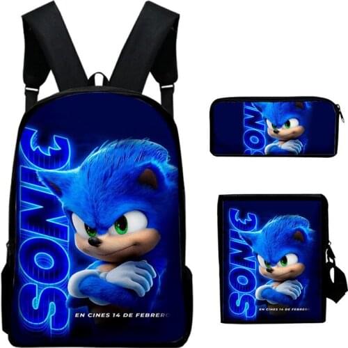 Super Sonic Print Backpacks Children Bookbag School Bag Mochila Boys/Girls Daily Shoulder Set Pencil Croobody Custom