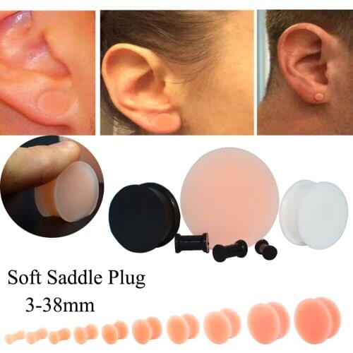 Dreamlee Silicone Flexi Double Flared Saddle Ear Plugs Ear Skin Retainer Expander Tunnel Piercing Stretchers Gauge Earrings