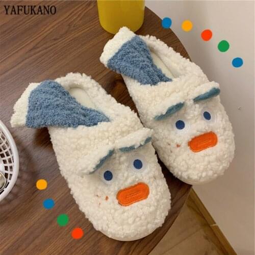 Cute Cartoon Cotton Slippers Non-Slip Indoor Floor Plush Slippers Winter Fashion Warm Woman Flats Cozy Home Furry Slippers
