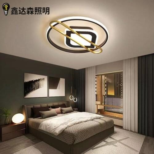 Modern Led Ceiling Lamp Chandelier Remote Dimmable For Bedroom Living Room Kitchen Study Simple Indoor Gold Round Light Fixture