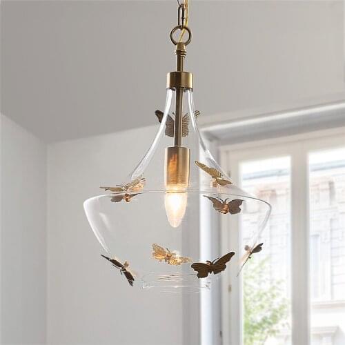 Modern Light Luxury Butterfly Glass Pendant Lights Bedroom Bedside Hanging Lamp Clothing Store Bar Restaurant Aisle Pendant Lamp