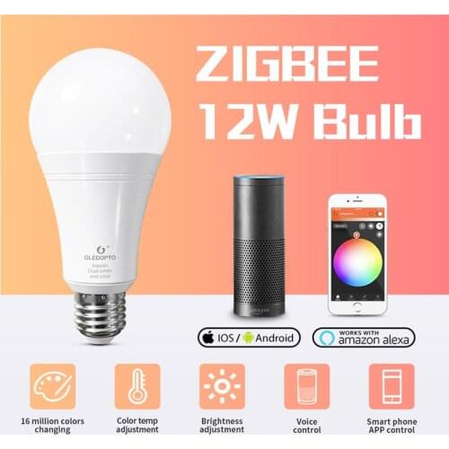 Zigbee 3.0 ZLL LED 12W RGB+CCT LED bulb AC100-240V RGB and dual white E27 dimmer Smart Led RGB Bulb Home Intelligent Light