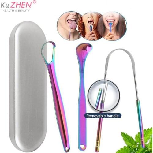 1PCS Stainless Steel Tongue Scraper Cleaner Fresh Breath Cleaning Coated TongueToothbrush Oral Hygiene Care Tool 13.2*4.7cm