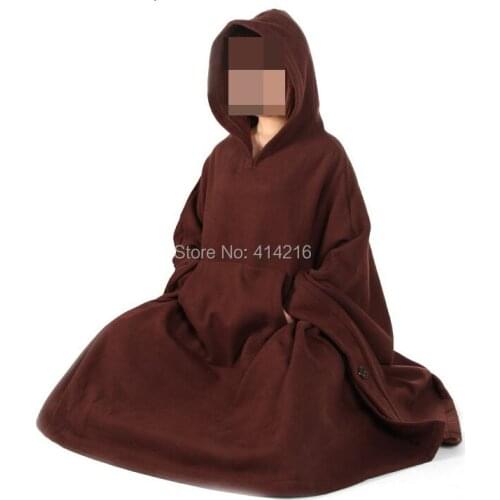 Unisex WINTER&Autumn Buddhist martial arts mantle Cape monks abbot suits lay meditation cloak zen nun clothing WARM brown