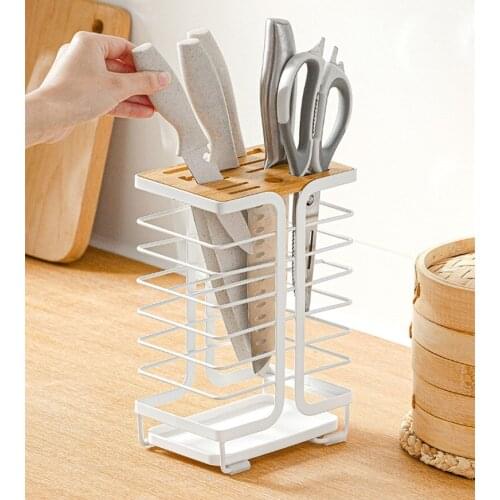 STOMMIHO Kitchen Knives Storage Sorting Iron Knife Racks Shelves Rack Stand Holder Tray Drain Counter top Kitchen Accessories