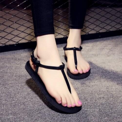 Women Summer Sandals Solid Color Personality Sandals And Slippers Women Non-slip Casual Flat-heeled Flip-flops Holiday Slippers